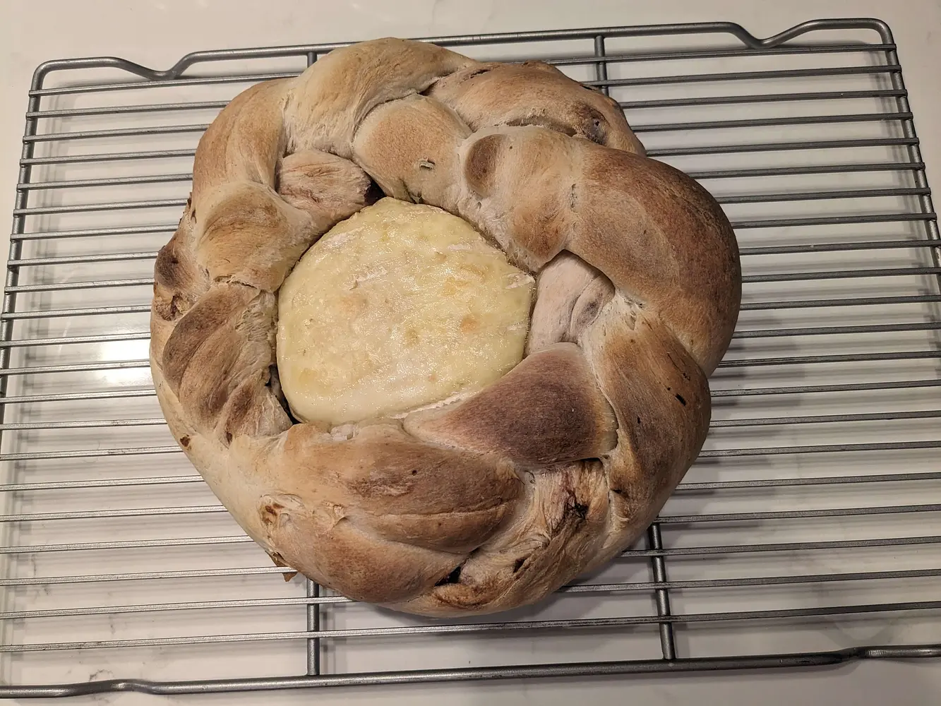 Brie Bread Wreath preparation photo